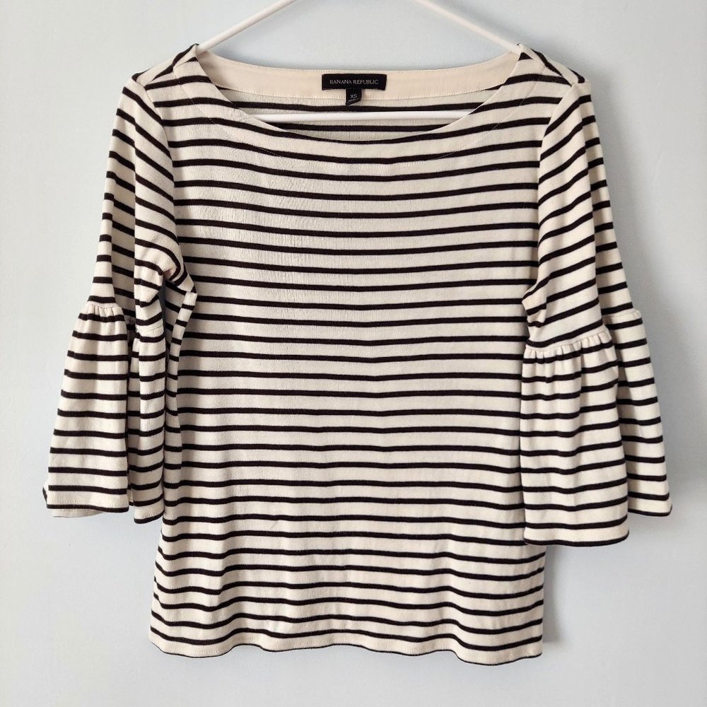 Banana Republic Striped Ruffle Sleeve Blouse